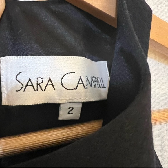 Sara Campbell 2000s Y2K Vintage Black Dress Pink Bow Trim size 2 - Picture 5 of 6